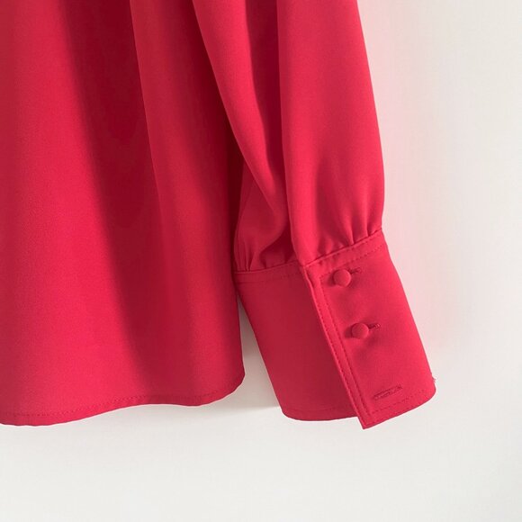 Zara Red Flowy Blouse Size Medium - Picture 9 of 10